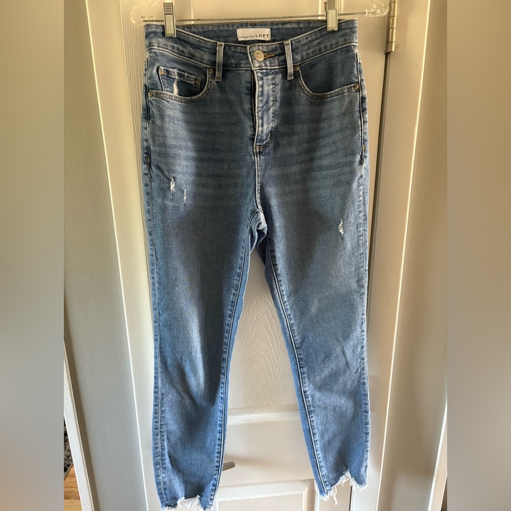 LOFT Light Blue Distressed Ankle Jeans